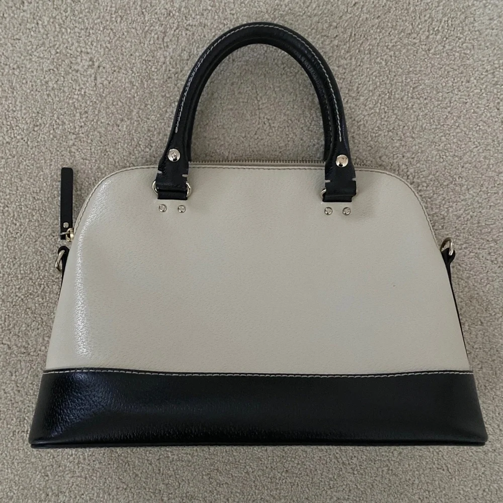 kate spade Cream and Black Leather Satchel
